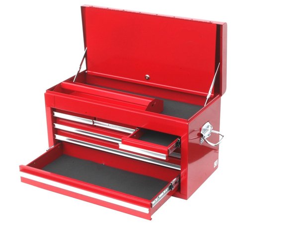 Werkzeugkiste, 6 Schubladen, abschließbar, rot